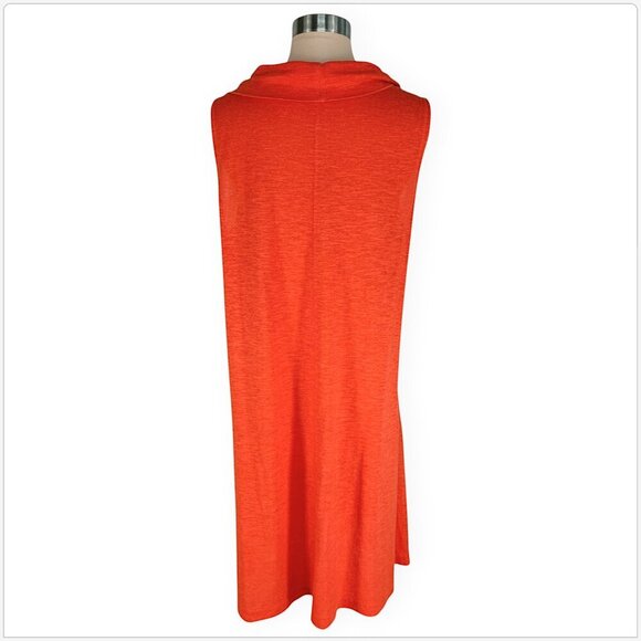 Eileen Fisher Orange Hemp Slub Cowl Neck A-Line Pocket Dress PL Petite Large - Picture 5 of 6